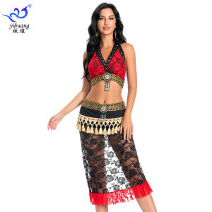 การเต้นรำหน้าท้องแบบชนเผ่าสไตล์กระโปรงสำหรับแสดงเต้นรำเวทีทีมชุดเดรสเต้นรำงานเทศกาล