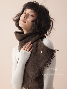 Thickened Wool Blend Scarf Swan Texture Warmth Pure Color High-End Feelings Korean Style Winter Accessories for Couples