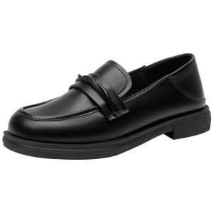DUSTO | Giày Loafer Nữ Dễ Xỏ Đen Đế Dày Phong Cách Anh