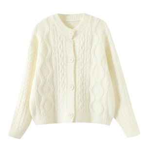 Chic Boucle Style Loose Knit Cardigan