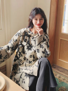 New Chinese Style Water-Mark Print Jacket Womens Spring Autumn New Version Korean Slim Design Open Cardigan Top