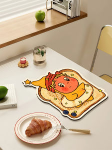 Dopamine Cartoon Heat Resistant Mat Kitchen Dining Table Pad Cup Coaster Waterproof Oil Proof No Wash Absorbent Pad Home Decor