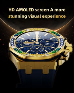 2024 design mechanical Diamond smartwatch AW47 Quartz watch BT call health monitoring Android AMOLED screen watch for men
