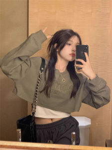 Loose Long Sleeve Hoodie Short Style Fashionable Layered Tank Top Two Piece Set Women Spring Autumn High Waist Top Korean Version