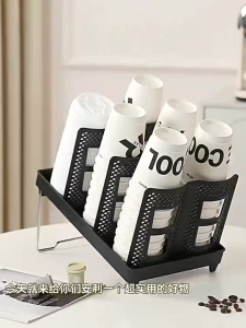 360° Rotating Detachable Remover & Space-Saving Storage for Various Cups - Foldable Cup Holder Dispenser -360°Rotating Paper Cup Holder & Coffee Cup Lid Storage Rack Kitchens