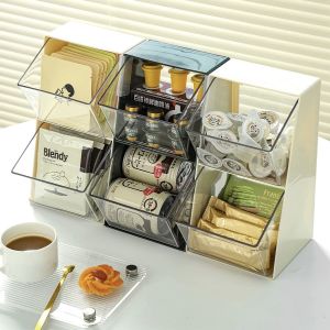 Coffee Capsule Storage Box Acrylic Tea Bag Organizer Rack Office Desktop Tea Room Transparent Cup Mug Display Rack