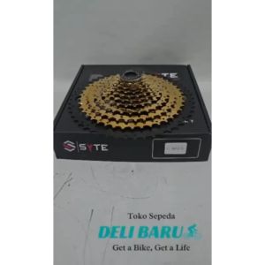 SYTE Sprocket cassette 10 speed gold hitam model slop 11-50T sepeda MTB federal