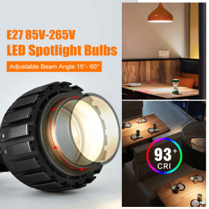 Hunta E27 LED Spotlight 3000K/4000K/6000K Focusable Restaurant Lighting Bulb 12W/24W Eye Protection High Display Small Recessed Spotlight