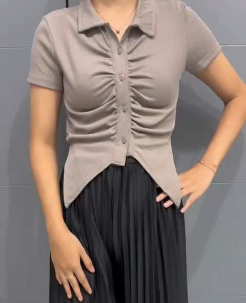 Crop Top Wanita Korean Style #5357 - Atasan Wanita Crop Tee