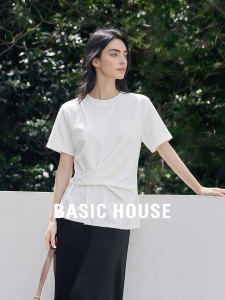 Basic House | Design Slim Waist Round Collar Summer Tencel Women T-Shirt