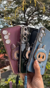 Soft Case Vivo Y29 4G Casing Labubu Dudukan Miror Kaca Free Tali Lanyard Handphone