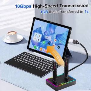 KEBIDU | Kebidumei M.2 Dual-Bay Hard Drive Base 10Gbps Dual Protocol SATA/NVME SSD Dock External M.2 SSD Duplicator Offline Clone Reader