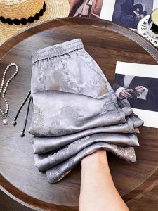 Acetate Satin Wide Leg Pants Womens Casual Elastic Waist Slimming Drapey Pants Autumn Summer New Style Versatile Long Trousers