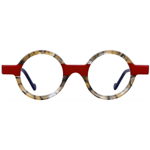 FYTOO Retro Round Acetate Eyeglasses Frame – Bold Red & Blue Tortoise Shell Fashionable Optical Eyewear 2168-03