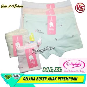 Celana Boxer Lidily CD & Celana Dalam Anak Perempuan Hot Pants Usia 2-9 Tahun Ukuran MLXL Fashion