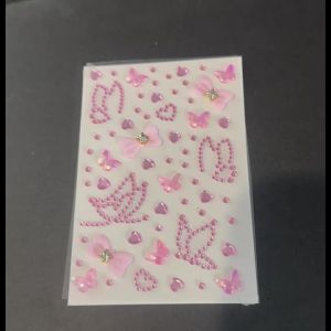 1Sheet 3D Butterfly Heart Face Gem Stickers Self-adhesive Rhinestone Tattoos Party Festival Eye Facial Body Makeup Gems Decals n