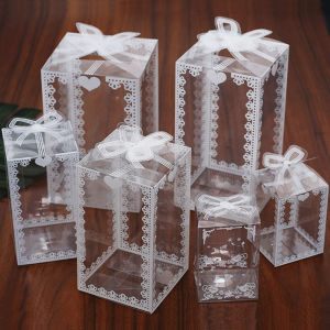 10/20pcs Transparent Gift Box PVC Plastic Clear Packaging Box for Wedding Baby Shower Party Favor Present Chocolate Candy Cake B