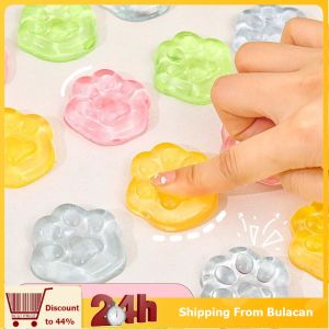 1/5pcs Random Color Decompress Transparent Jelly Cat Paw Toys Squeeze Slime for Kids Stress Relief