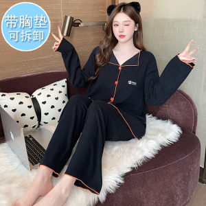 พลัสไซส์ ผู้หญิง ชุดนอน Deชุดอยู่บ้าน ใส่สบาย หลวม ชุดสองชิ้นสไตล์ความรู้สึกหรูหรา ฤดูใบไม้ผลิ ฤดูใบไม้ร่วง การใช้งานตามฤดูกาล