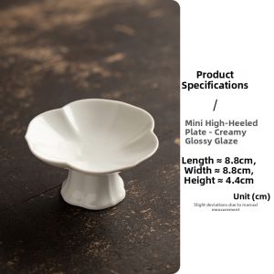Mini High-legged Ceramic Serving Plate Small Size