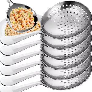Lớn thép không gỉ thìa canh ăn súp muỗng cơm với lỗ thoát nước Nhiệt Cách Nhiệt xử lý dụng cụ nhà bếp nhà hàng muôi