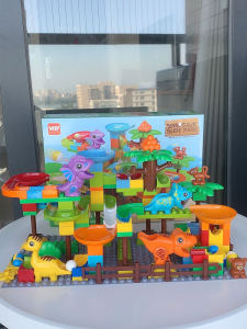 Đồ Chơi Lắp Ráp Thông Minh Cho Trẻ Em Lò Xo Lăn Bóng Đồ Chơi Khối Lớn DIY Lắp Ráp Dinosaur Slides Bộ Đồ Chơi Xây Dựng