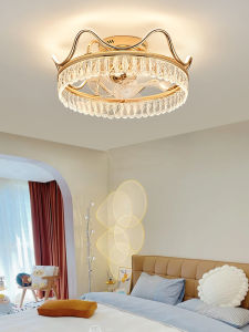 Bedroom Fan Lamp Household Silent Living Room Ceiling Lamp Ceiling Fan Integrated Room Dining Room Modern Light Luxury Crystal Lamp