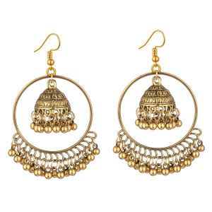 BESFOME Ethnic Style Vintage Bell Tassel Indian Earrings For Women Bohemian Traditionally Big Round Circle Exaggerate Dangle Earring Gypsy Jewelry