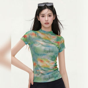 Artistic Dye Printed Resort Style Womens T-Shirt