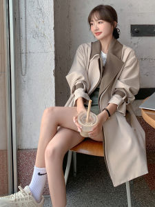 Womens Mid-Length Jacket Coat Korean Style Commute Long Sleeve Stand Collar Regular Thickness Pure Color Casual Outerwear