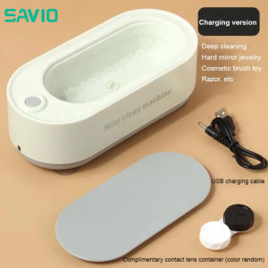 SAVIO Ultrasonic Cleaning Machine 45000Hz High Frequency Vibration Wash Cleaner Washing Jewelry Glasses lens cleaning  tooth washer Watch Washing Small Ring USB Rechargeable