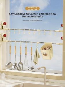 BAOJIAWANG | Extendable Space Saving Kitchen Hook Rail No Drilling Required