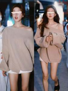 หลวม ปาดไหล่ถัก เสื้อสเวตเตอร์ สําหรับผู้หญิง สีกากี แขนเสื้อทรงโคมไฟ สไตล์โบฮีเมียน ฤดูใบไม้ร่วง ฤดูหนาว แฟชั่น ลำลอง คอกลม เสื้อท่อนบน