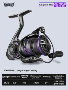KINGDOM | Carbon Light Spinning Reel Shallow Spool Full Metal Long Cast