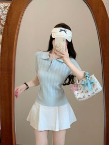 PEIXI | Ice Silk Polo Collar Short Sleeve Summer Top