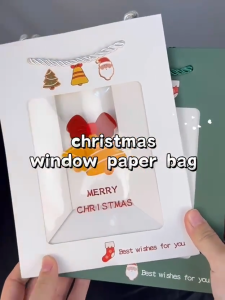 Christmas Paper Bag Window Paper Bag Santa Reindeer Christmas Tree Santa sleigh Goodies Gift Bag