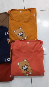 setelan wanita celana baju lengan panjang motif BEAR COKELAT  murah adem perempuan set