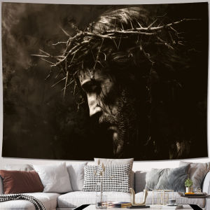 VIKAMA Religious Art Tapestry Pattern - Vintage Retro Style Ideal for Living Room or Bedroom Feature Wall Home Decor
