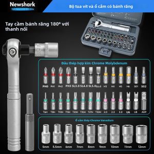 Bộ Tuốc Nơ Vít Từ Tính Đa Năng Bán Tự Động Có Tay Cầm Tháo Rời Và 180 Đầu Vặn °   Đầu Ratchet Để Sửa Chữa Kim Loại