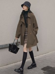 WANGGONGZHU | Princess Style Womens Casual Long Coat Autumn New Korean Version Fashionable Elegant Small Figure Medium Length Overcoat