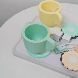 LJMoulty 19PCS Wooden Tea Sets Kids Play Kitchen Toys Accessories Set Cookware Pretend Play Set for Toddlers Great Tea Party Set for 3 4 5 Year Old Girls and Boys