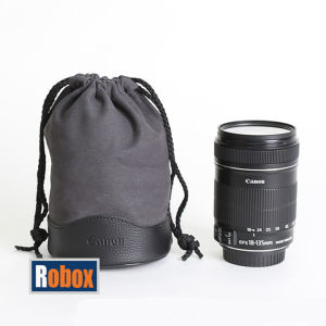 Túi đựng lens Canon đựng ống kính da phối vải cao cấp