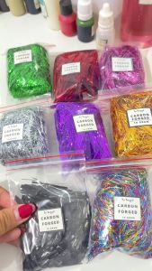 Serat CARBON FORGED Chopped Premium Warna GOLD EMAS Metallic Elegant Potongan KECIL Cacahan HALUS