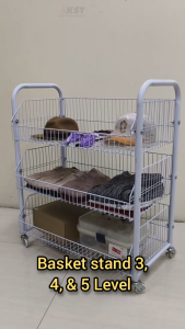 (READY STOCK)Basket Stand 34 & 5 /Basket Stand With Roller/Multipurpose Rack/Rak Pelbagai Fungsi