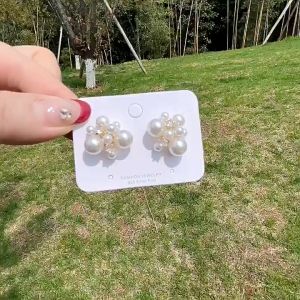 YADORNOS Anting Kancing Bunga Mutiara Berlian Imitasi Tidak Beraturan 2023 Mode Diskon Besar Anting Jarum Perak Gaya Wanita Indah