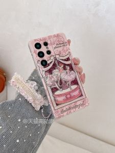 Pink Protective Phone Case for Samsung S25 Ultra S24 plus S23U S22 plus S21FE Note20 A55 A54 with Lanyard Womens Style Full Edge Protection