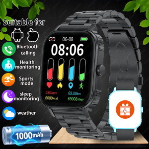 New Smart Watch Man 1000mAh Long Standby Outdoor Smartwatch Men IP68 Waterproof Heart Rate Sport BT Call Big Battery Smart Watch