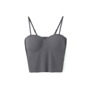 Street Style Bralette Tank Top with Chest Pad Backless Spicy Girl plus Size 200 Pounds Integrated Bra for Young Women