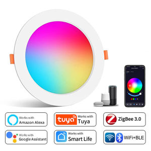 Tuya Zigbee WiFi Smart LED Downlight 5W 7W 10W 15W Dimmable Round Spotlight Smart Home Work with Alexa Google Home Voice Control