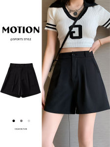 Quần Short Vest Nữ Mùa Hè Mỏng Thường Ngày Quần Ống Rộng Màu Đen Cạp Cao Quần Ống Chữ A Quần Vải Chiffon